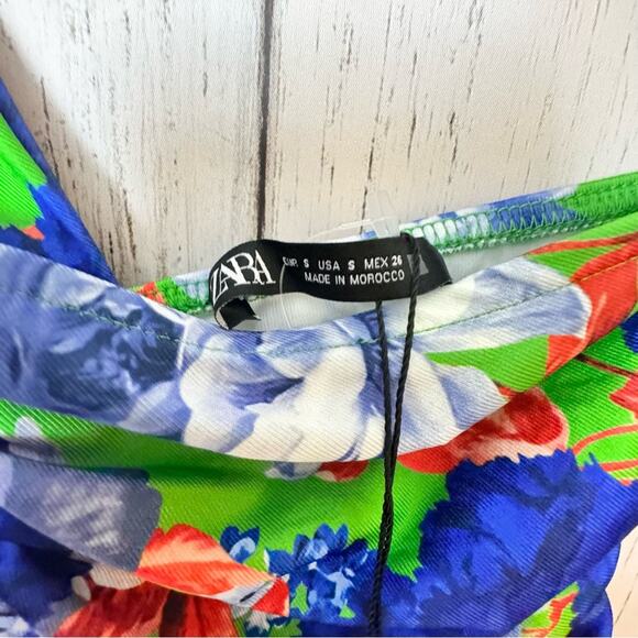 Zara Women's Floral Classy Seasonal Style One Strap Ruched Side Body Suit Sz S - Picture 4 of 12